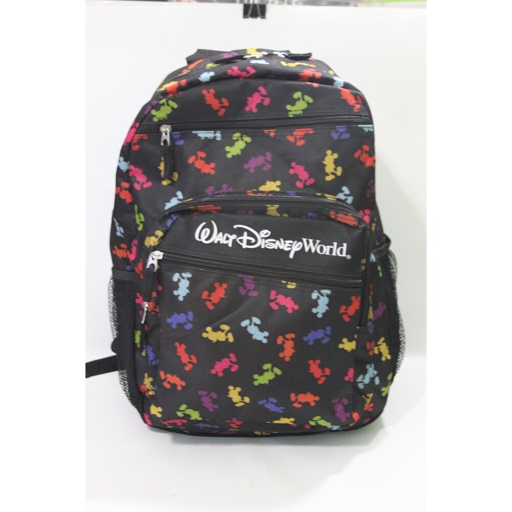 Disney Mickey Mouse Backpack Colorful Rainbow Silhouettes School Travel Bag Lg